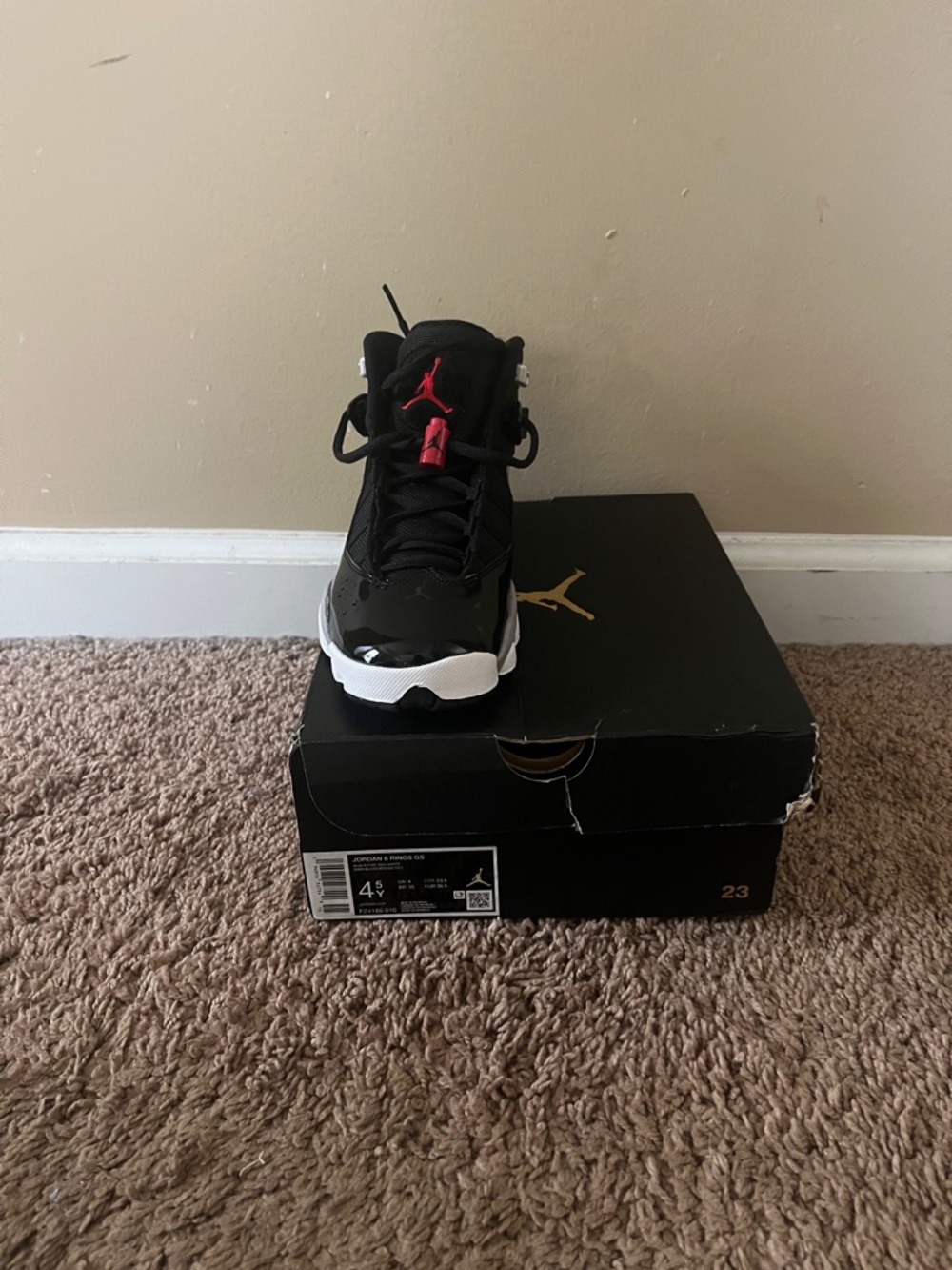 Jordan Kids' Black and Red High-Top Sneakers